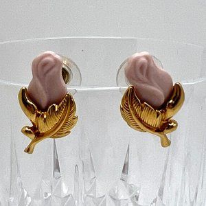Avon Genuine Porcelain Rose Earrings